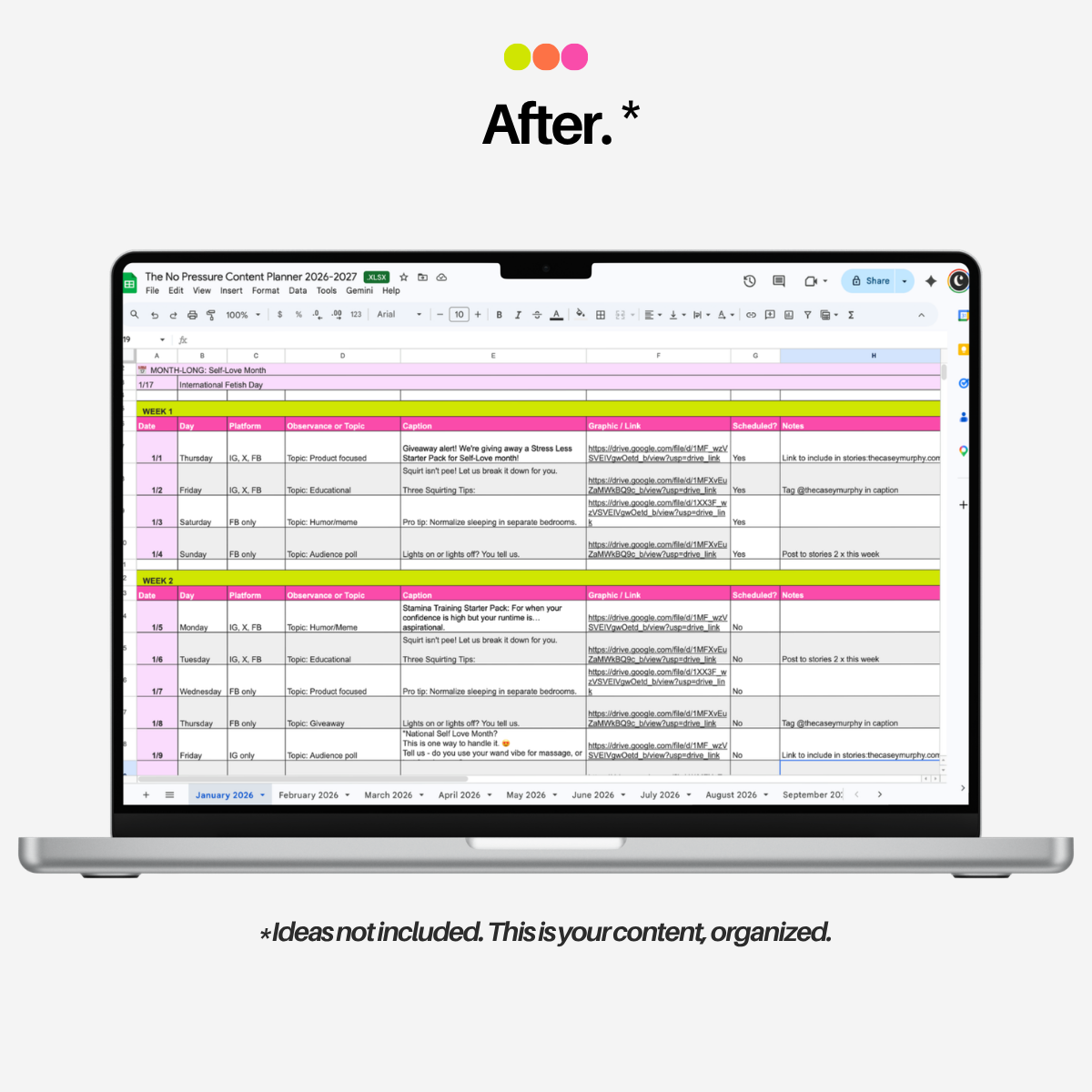 The No-Pressure Content Planner Template