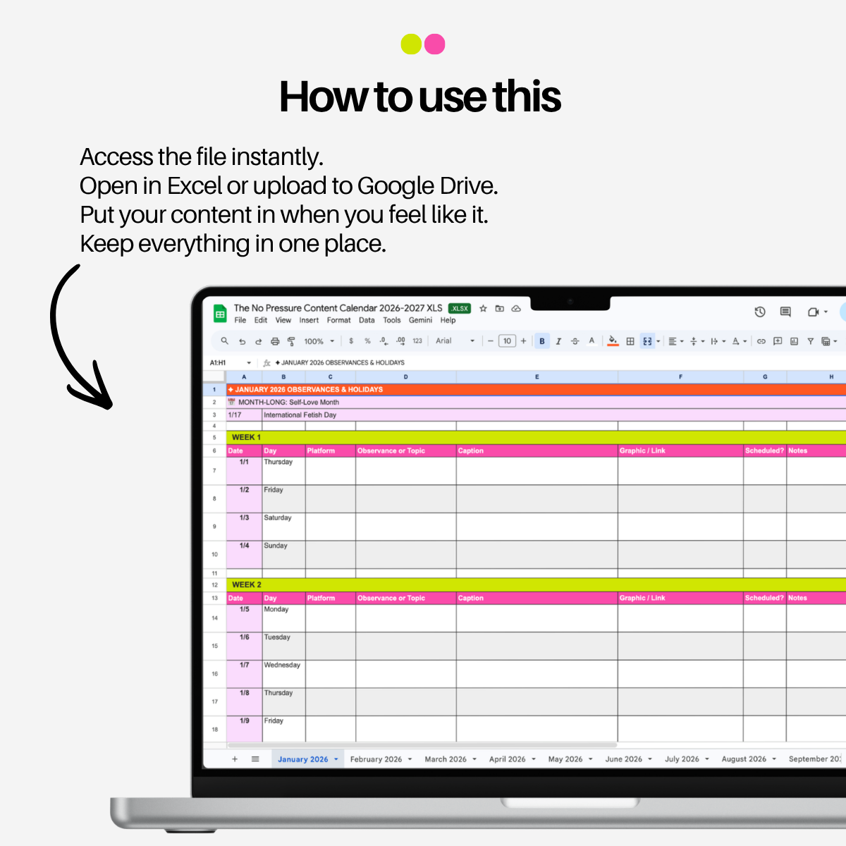 The No-Pressure Content Planner Template